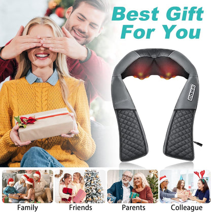 Medcursor Neck Massager with Heat - Deep Tissue Pain Relief, Rechargeable Shiatsu Neck and Shoulder Massager, Ideal Choice for Men, Women, Mom & Dad