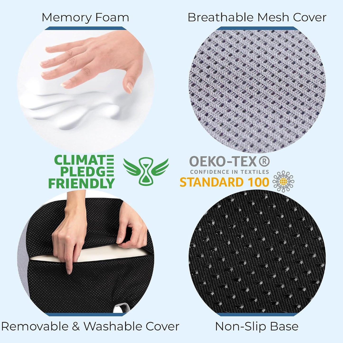 5 STARS UNITED Seat Cushion - Memory Foam Chair Cushion for Tailbone Pain Relief - Ergonomic Support for Coccyx, Sciatica & Butt - Office, Desk & Gaming Chair, Car Seat, Wheelchair, Black Suede
