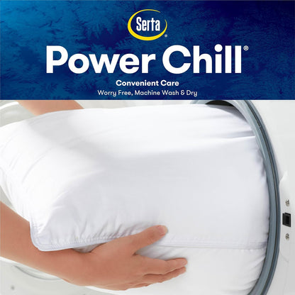 Serta Power Chill Queen Size Waterproof Mattress Cover, Soft and Breathable Cooling Mattress Protector, 15" Elastic Deep Pocket for Secure Fit, White