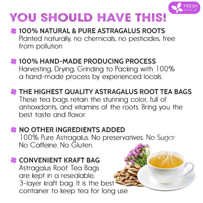 FreshDrinkUS, Premium Astragalus Root Tea, 55 Count, Pure, Caffeine Free