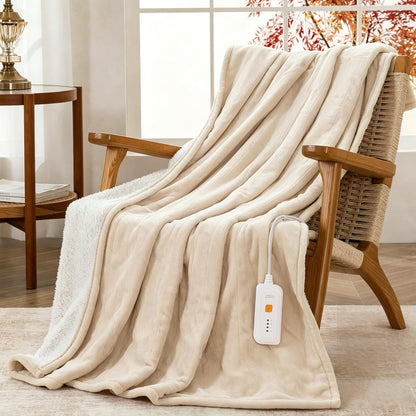 GOTCOZY Heated Throw Blanket, 50''X60'' - Soft Silky Plush Electric Blanket with 4 Heating Levels & 3 Hour Auto Off, ETL Certified, Machine Washable (Grey)