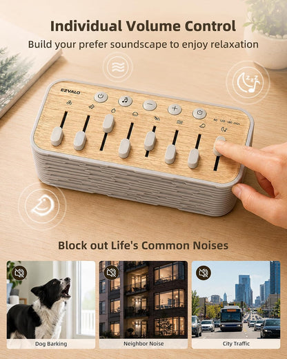 White Noise Sound Machine for Sleep, 255+ Natural Sound Combinations, Breathing Night Light with Sleep Timer, Volume Control, Rechargeable Bluetooth Speaker, Bedroom Relaxation Baby Kids Adults
