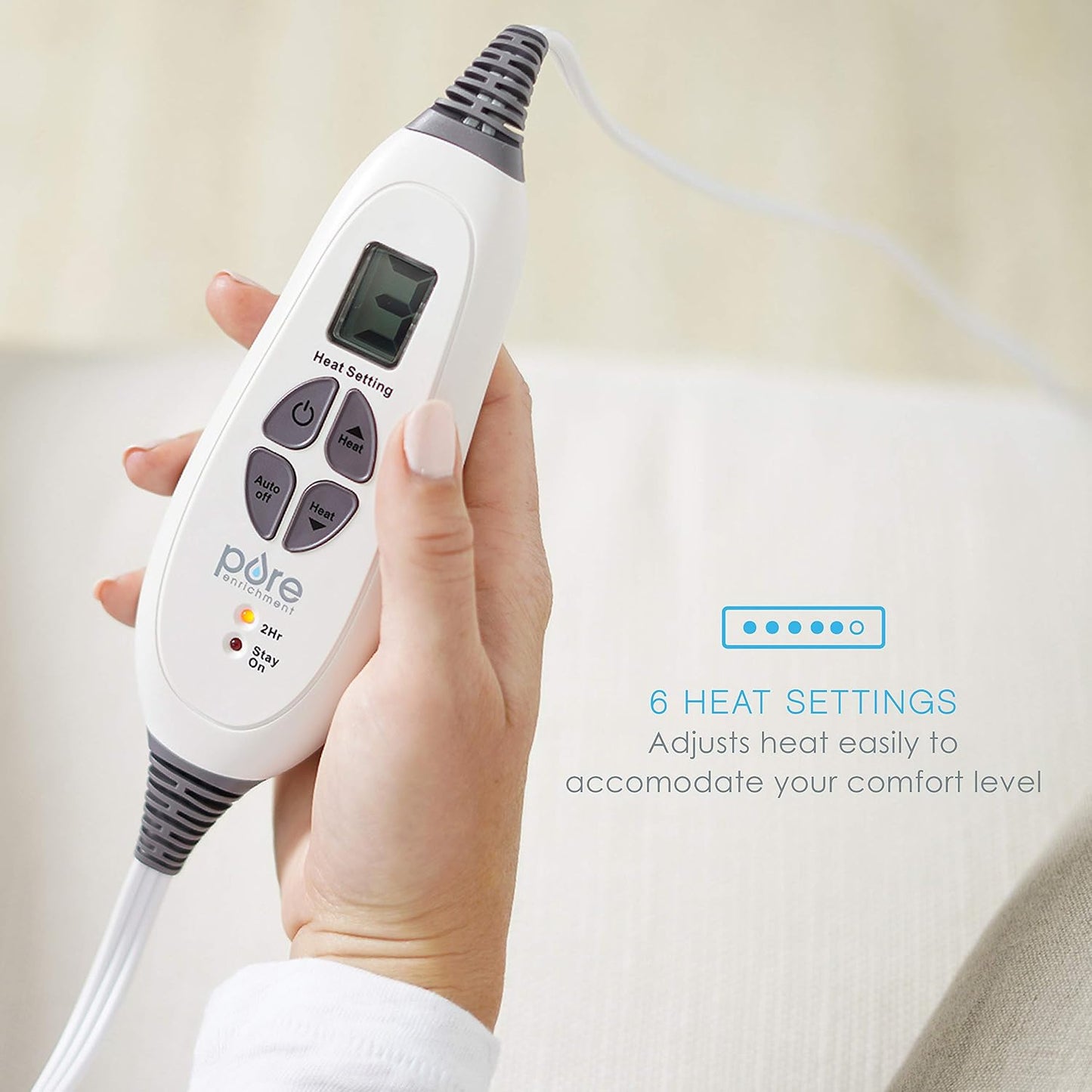 Pure Enrichment PureRelief Express Designer Series Electric Heating Pad - 12” x 15” Fast-Heating with 4 Heat Settings, Machine-Washable Fabric, & 2-Hour Auto Safety Shut-Off - Cerulean Diamond