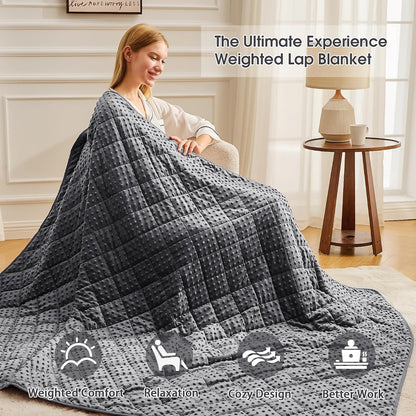 Weighted Lap Blanket for Adults 5lbs, 24"x29" Cooling Heavy Throw Blanket, Portable Travel Weighted Blankets, Soft Small Blankets Gift for Sleeping, Navy Blue