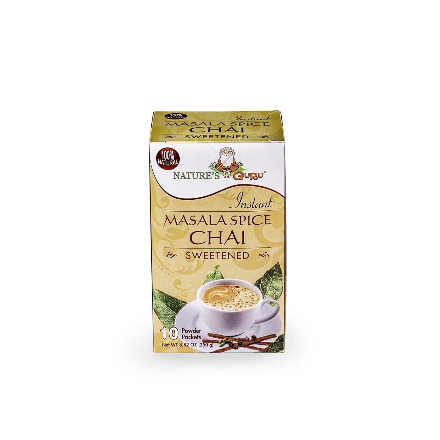 Nature's Guru Instant Masala Spice Chai Tea Drink Mix Sweetened Single Serve On-the-Go Drink Packets, 10 Count (Pack of 4)