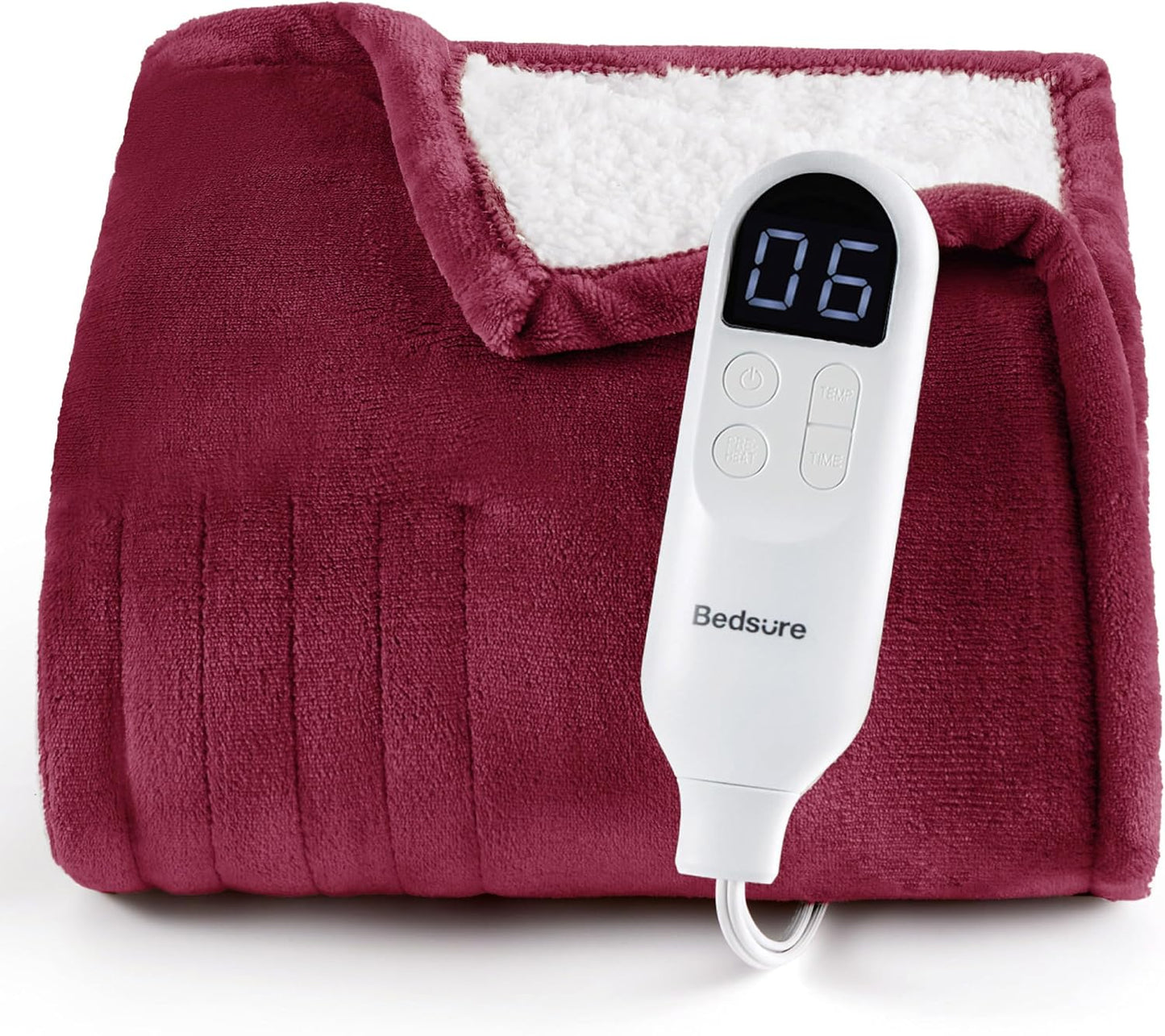 Bedsure Heated Blanket Throw Blanket with Preheat Function - Fast Heating Electric Blanket, Soft Flannel Throw with 6 Time Settings(Up to 10H), 6 Heating Settings, Gifts for Grandma (50"x60", Cream)