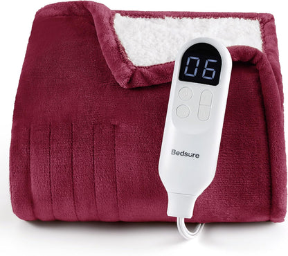 Bedsure Heated Blanket Throw Blanket with Preheat Function - Fast Heating Electric Blanket, Soft Flannel Throw with 6 Time Settings(Up to 10H), 6 Heating Settings, Gifts for Grandma (50"x60", Cream)