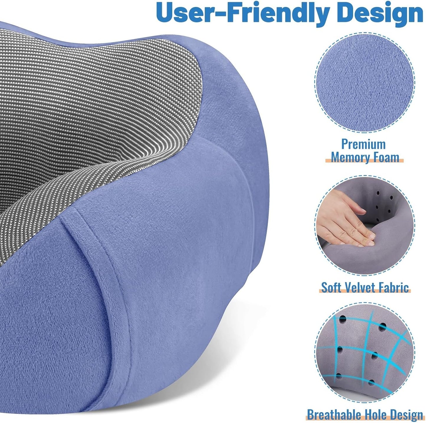 CloudBliss Travel Pillow for Airplane, Memory Foam Neck Pillow for Travel, Compact Flight Pillow with Eye Mask, Earplugs, Carry Bag, Travel Neck Pillow for Long Flight Sleep, Plane Accessories, Black