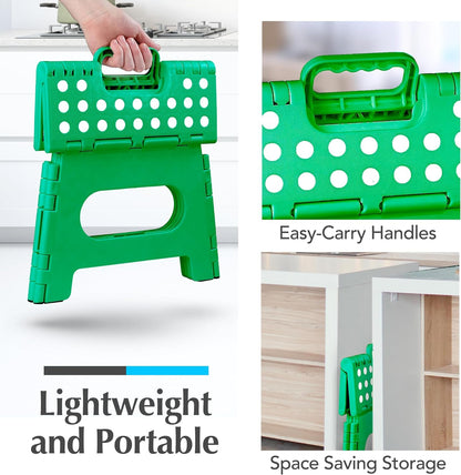 Handy Laundry Folding Step Stool - Sturdy Enough Collapsible Stool to Support Adults - Opens Easy with One Flip - Great for Kitchen, Bathroom or Bedroom (Black - 9 Inch)