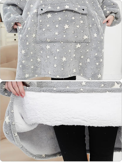 KFUBUO Wearable Blanket Hoodie for Adults Sherpa All Patterns Cat Oversized Sweatshirt Blanket with Pockets for Women