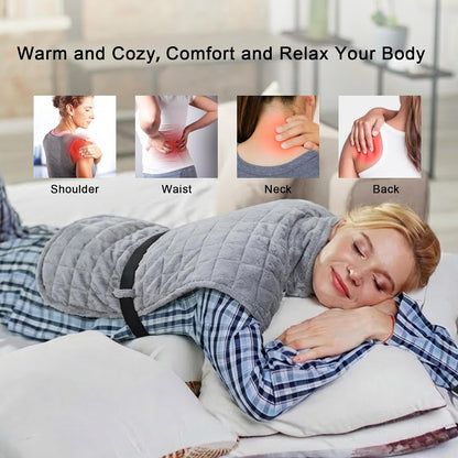 Weighted Heating Pad for Back Neck and Shoulder, 24"x37" Extra Large Electric Heated Wrap for Back Pain Relief with 12 Heat Setting and 8 Auto Shut Off, Stay on Function Hot Heated Pad