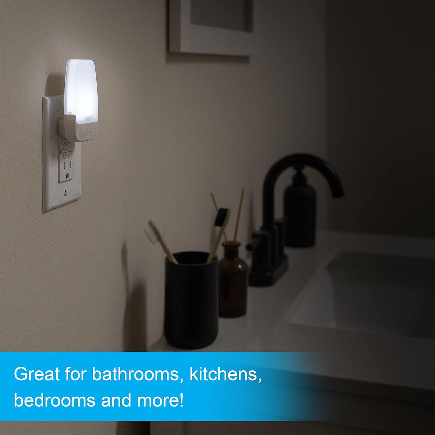 GE Sleeplite Night Lights Plug Into Wall, Dusk to Dawn Sensor, Ambient Lighting, Sleep Aid, Bathroom Decor, LED Lights for Bedroom, Apartment Essentials, Smart Home,86153, Amber, 4 Pack