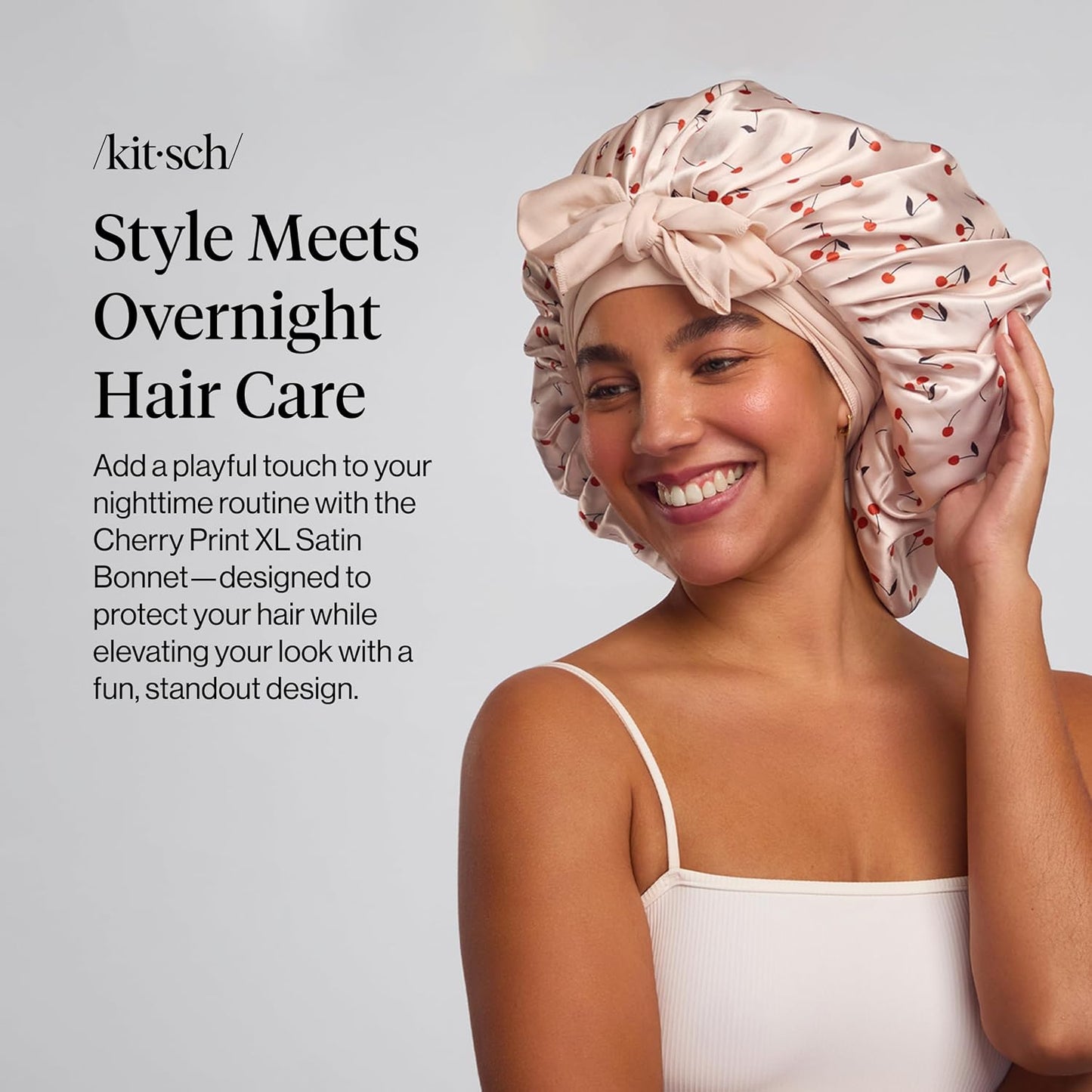Kitsch XL Satin Bonnet for Sleeping - Softer Than Silk Bonnet For Sleeping Women - Secure Fit, Adjustable, Night Cap For Curly & Textured Hair - Prevents Breakage, Tangles & Thinning - Blush