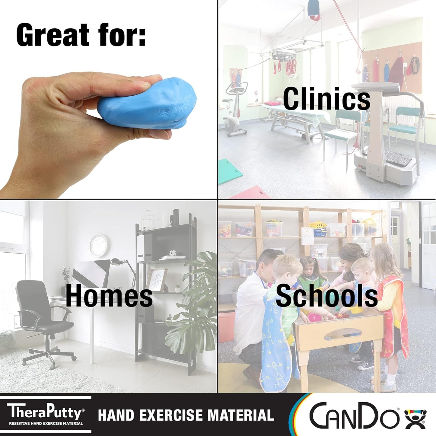 CanDo TheraPutty Standard Hand Exercise Putty For Rehabilitation, Exercises, Hand Therapy, and Occupational Therapy. Use To Strengthen Hand Muscles, Improve Fine Motor Skills, And Decrease Stress