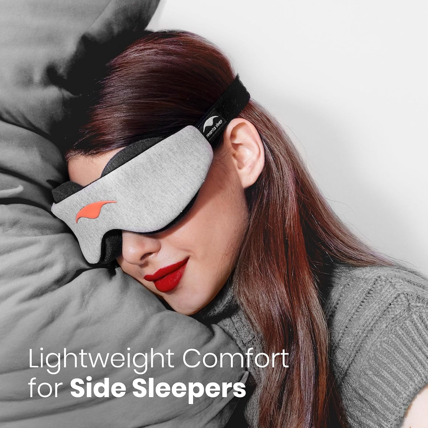 Manta Slim Sleep Mask – Ultra-Light Blackout Eye Mask with Adjustable Eye Cups, Above-the-Ear Elastic Strap, Minimalist Low-Profile Design for Better Rest