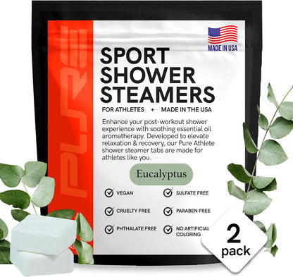 Sport Shower Steamers - USA Made with Natural Eucalyptus Essential Oil, Aromatherapy, Stress and Sinus Relief, Muscle Recovery for Athletes, Best Birthday Presents and Summer Gifts for Runners