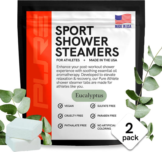 Sport Shower Steamers - USA Made with Natural Eucalyptus Essential Oil, Aromatherapy, Stress and Sinus Relief, Muscle Recovery for Athletes, Best Birthday Presents and Summer Gifts for Runners