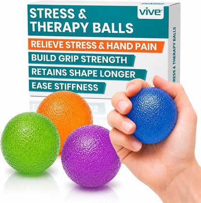 Vive Squeeze Balls for Hand Therapy, Exercise, Arthritis (w/Rehab Video App) - Grip Strengthener Occupational Equipment for Finger, Wrist, Carpal Tunnel, Pain Relief