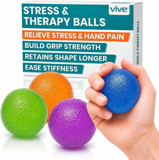 Vive Squeeze Balls for Hand Therapy, Exercise, Arthritis (w/Rehab Video App) - Grip Strengthener Occupational Equipment for Finger, Wrist, Carpal Tunnel, Pain Relief