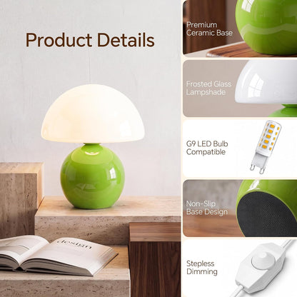 Dawnwake Mushroom Lamp Table Lamp for Bedroom-Small Desk Table Lamps,White