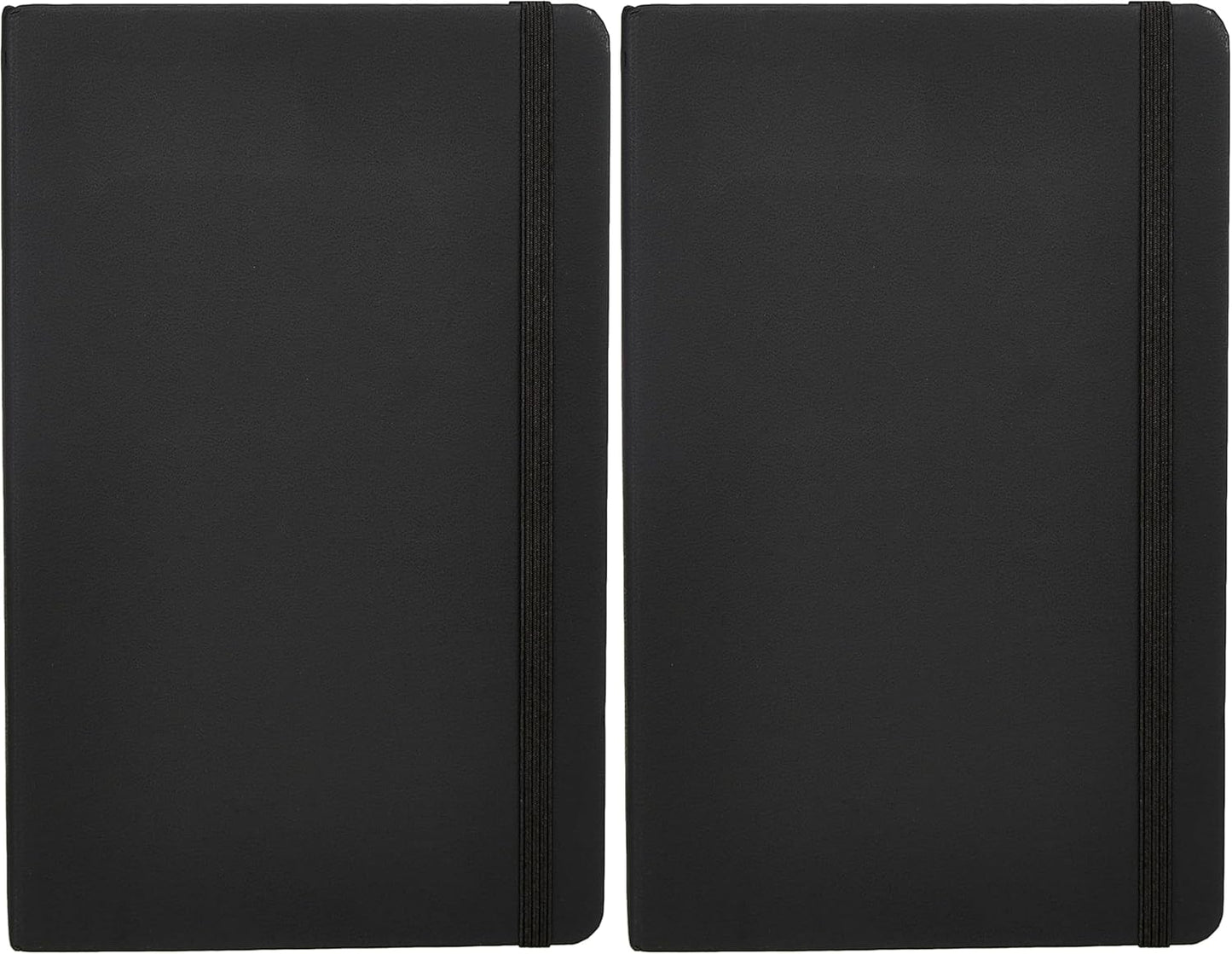 Amazon Basics Classic Lined Writing Notebook for Note Taking and Journaling, Hardcover with Elastic Closure, 240 Pages, 5" x 8.25", Black