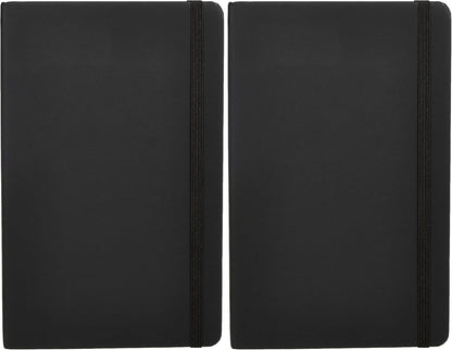 Amazon Basics Classic Lined Writing Notebook for Note Taking and Journaling, Hardcover with Elastic Closure, 240 Pages, 5" x 8.25", Black