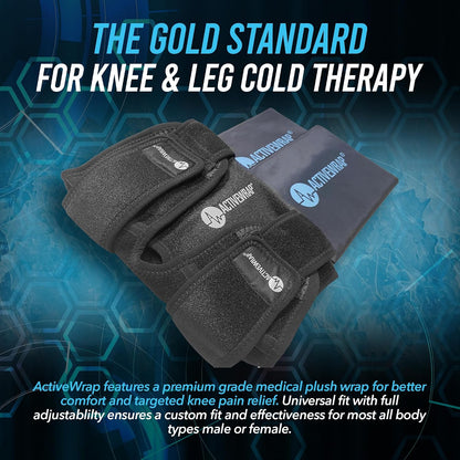 ActiveWrap Knee Ice Pack Wrap - Includes 2 Reusable Gel Ice Packs for Cold & Heat Therapy, PT-Designed Compression Relief for Knee Pain, Swelling & Surgery Recovery, One Size Fits Most