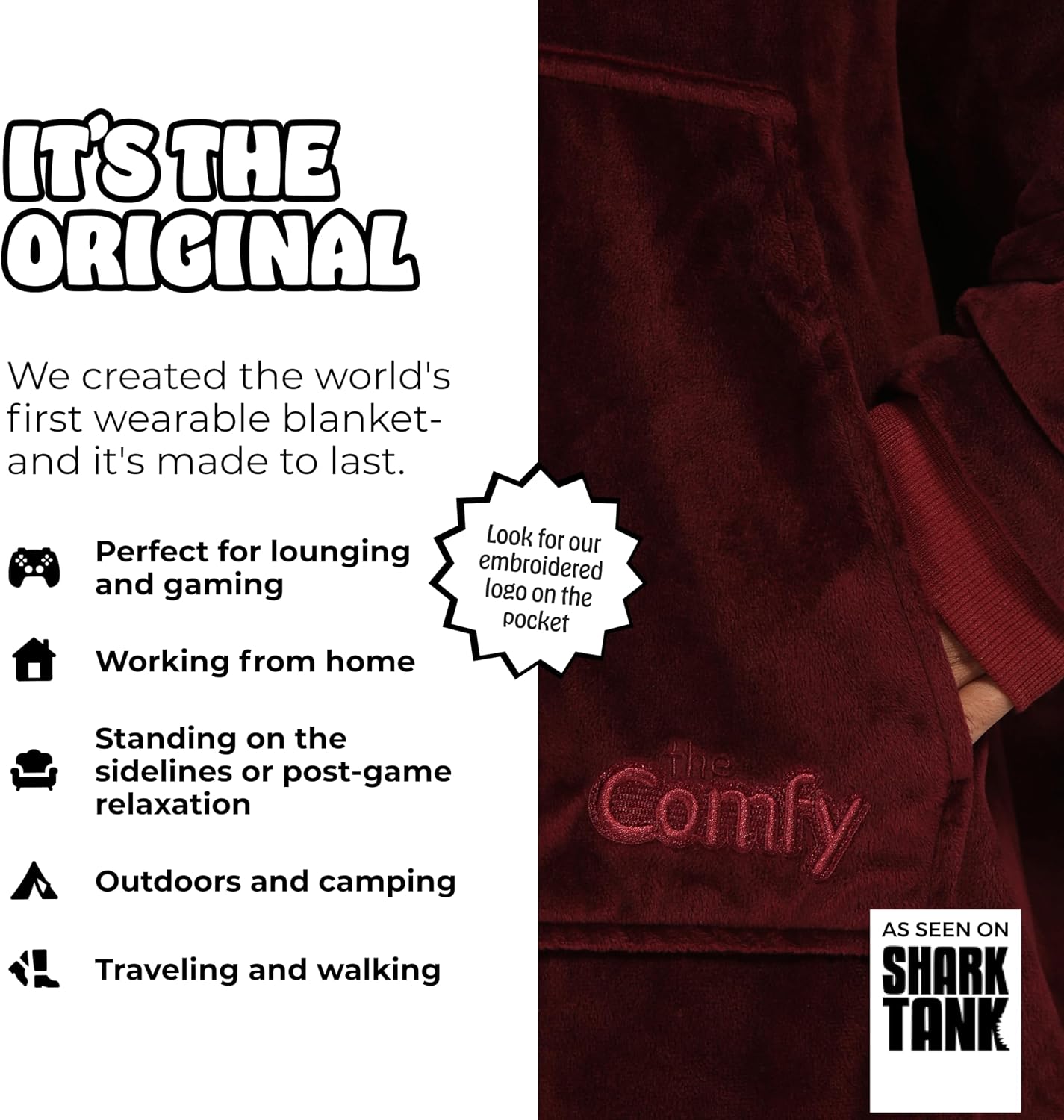 THE COMFY Original | From Shark Tank | Patented | Oversized Sherpa Wearable Blanket Hoodie| Gift for Women & Men | One Size