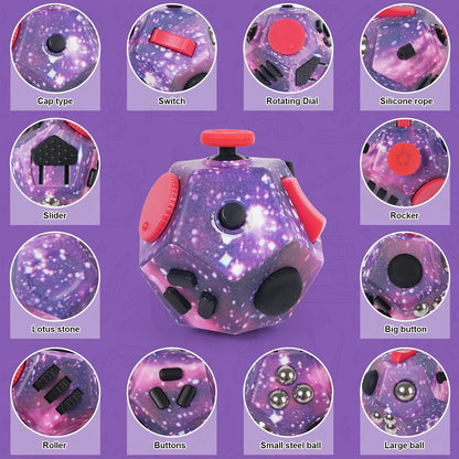 UOOEFUN Small Fidget Toys,12 Sided Fidget Toys,Mini Cube Toys Relief Stress,Autism and Anxiety Depression Anti for Kids Adults Improve Focus (Grey)