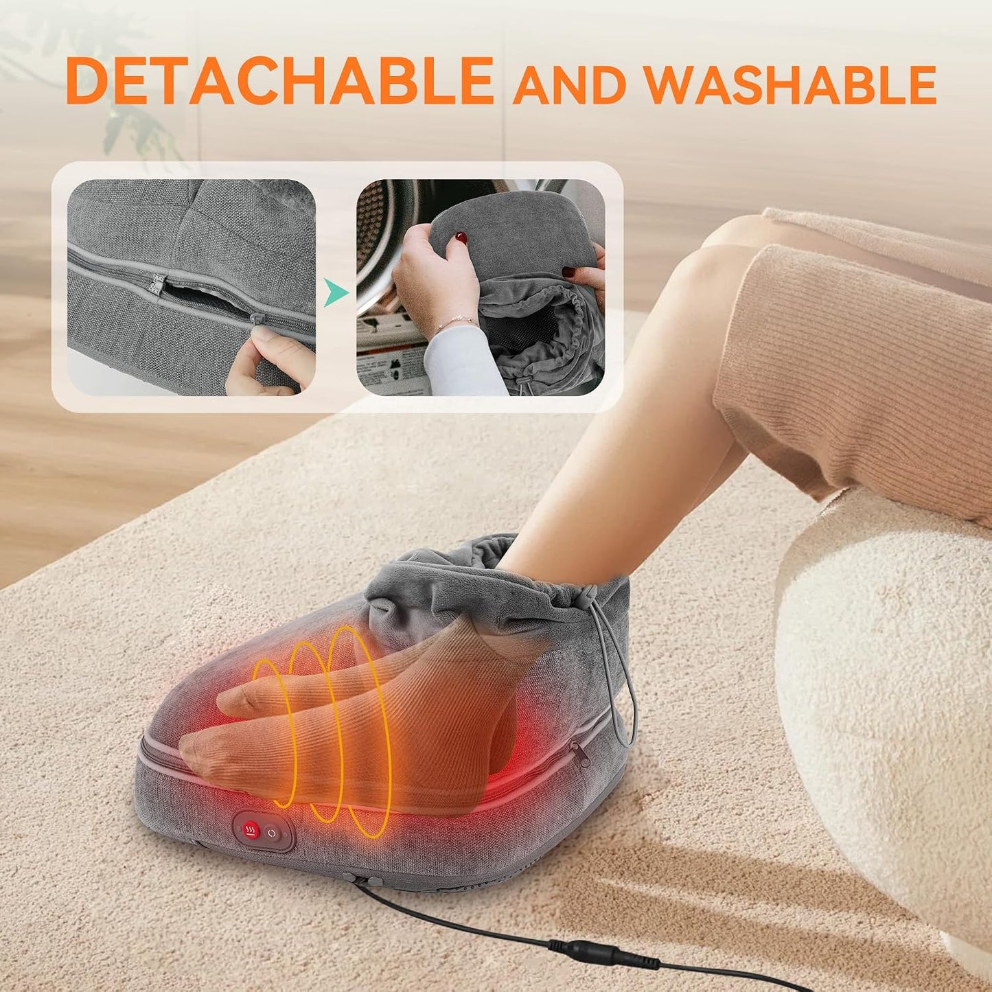 Snailax 2-in-1 Shiatsu Foot and Back Massager with Heat - Kneading Foot Warmer, Electric Feet Massage, Massagers for Back,Leg, Fathers Day Gift for Dad Men Women