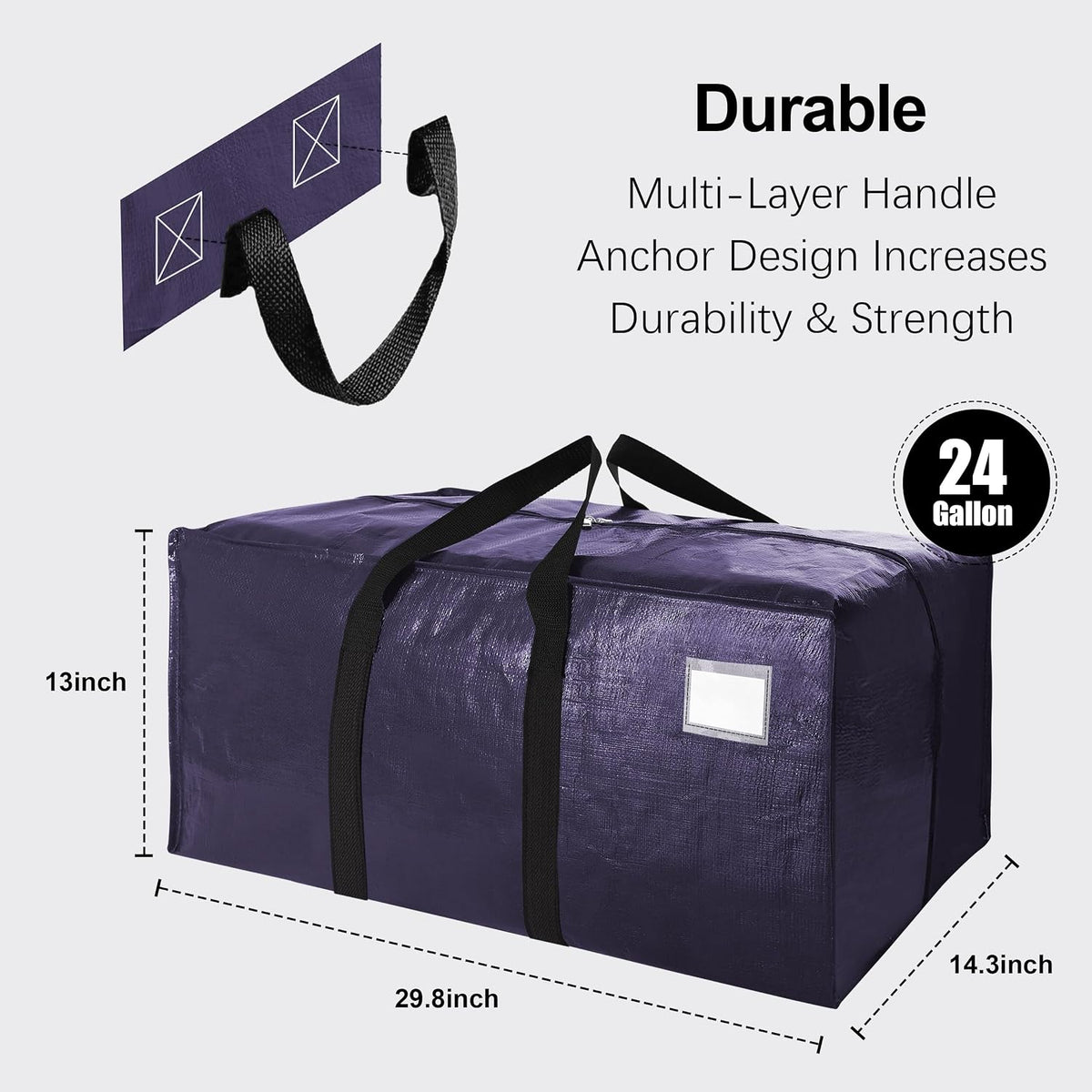 VELVETSURE Heavy Duty Extra Large Moving Bags W/Backpack Straps - Strong Handles & Zippers, Storage Totes For Space Saving, Fold Flat, Alternative to Box and Bin (Set of 6, Multicolor)