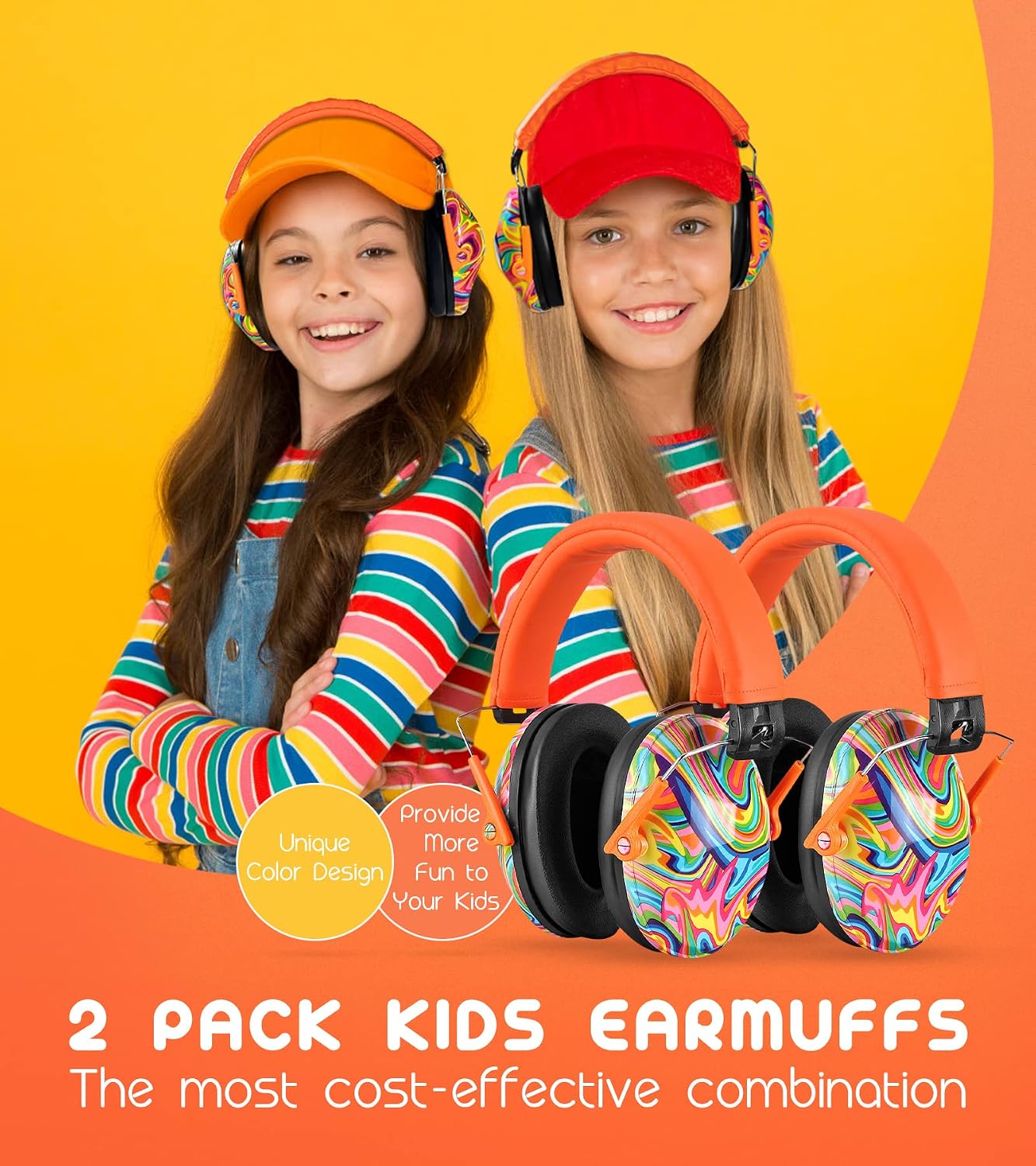 PROHEAR 032 Kids Ear Protection – Ear Muffs for Noise Reduction, 25NRR Noise Cancelling Headphones for Kids,Toddlers, Autism, Sensory Use, Hearing Protection – Orange