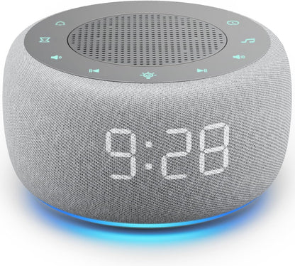 Buffbee Alarm Clock with Sound Machine for Bedrooms – 2-in-1 White Noise Machine for Sleep, Gentle Wake-Up with Soft Alarm Sounds, Ambient Night Light, Plug-in, Sleep Better, Wake Gently