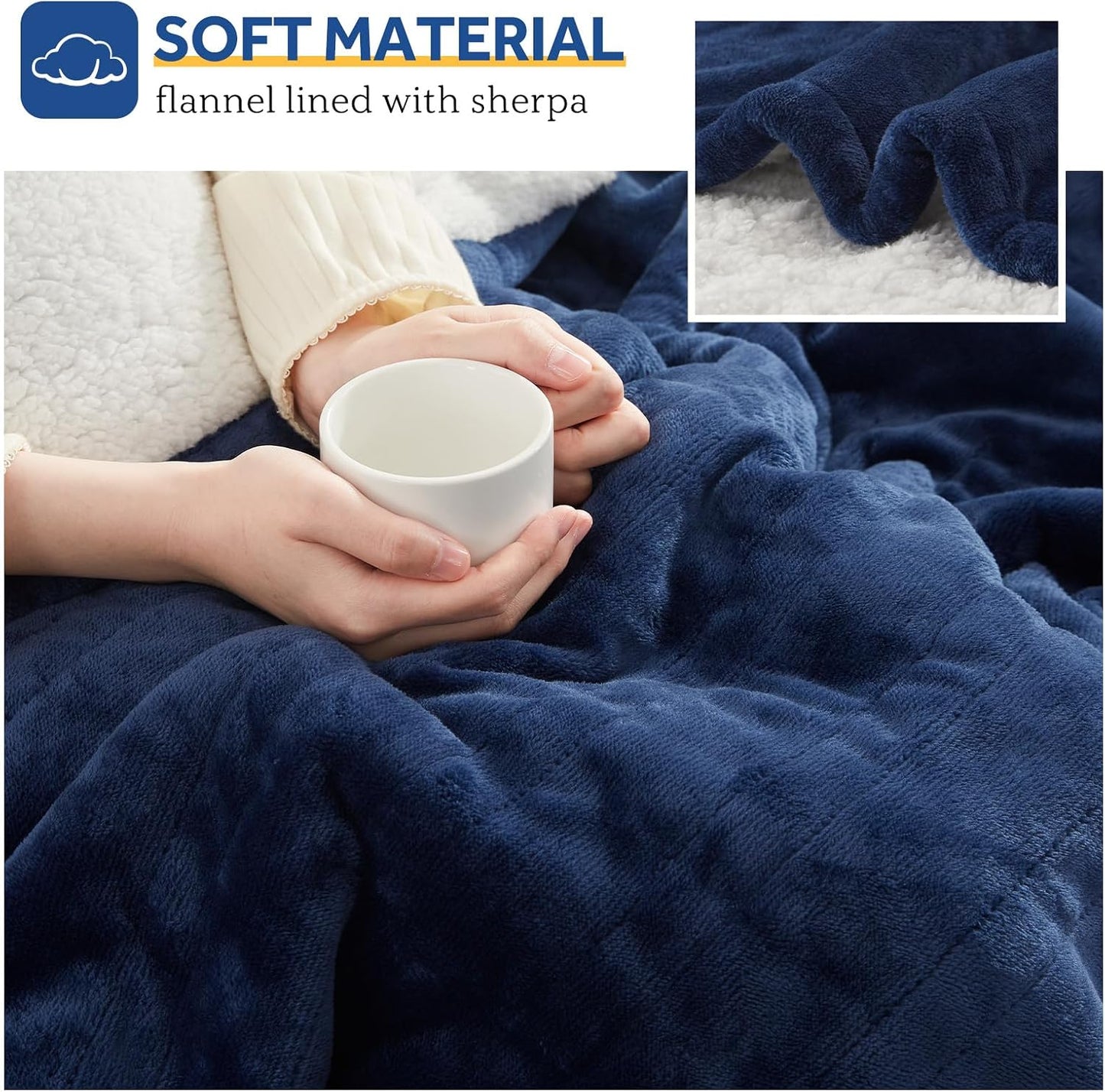 Sealy Electric Throw Blanket, Flannel & Sherpa Heated Throw with 6 Heating Levels & 2-10 Hours Auto Shut Off, Fast Heating & Machine Washable, 50x60 Inch, Light Grey