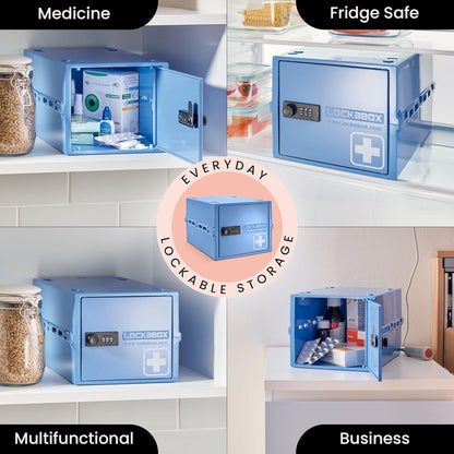Lockabox One™ | Premium Lock Box | Medium Combination Lock Box For Food, Medicine & Home Safety | External Size 12 x 8 x 6.6 inches (Crystal)