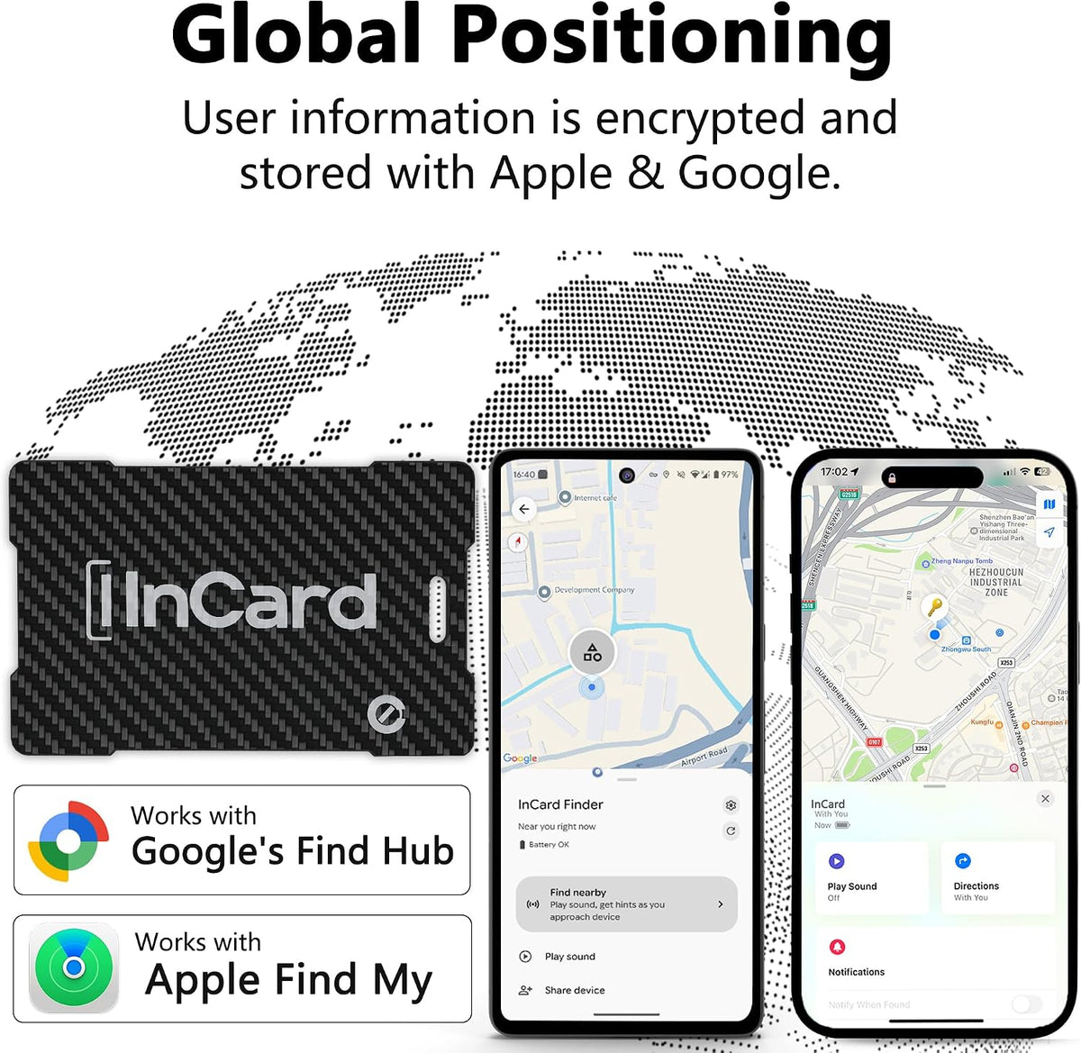 Wireless Charging Wallet Tracker Card Android & iOS, Find My