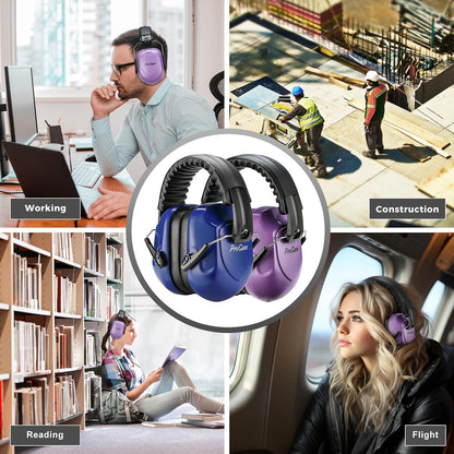 ProCase NRR 28dB Noise Reduction Ear Muffs, Foldable Adjustable Passive Noise Cancelling Headphones for Adults Kids Autism, Hearing Protection for Shooting, Construction, Mowing, Studying -Black - Colors B