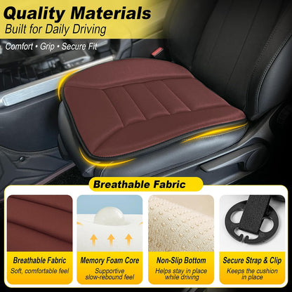 kingphenix Car Seat Cushion with 1.2inch Comfort Memory Foam, Seat Cushion for Car and Office Chair (Black)
