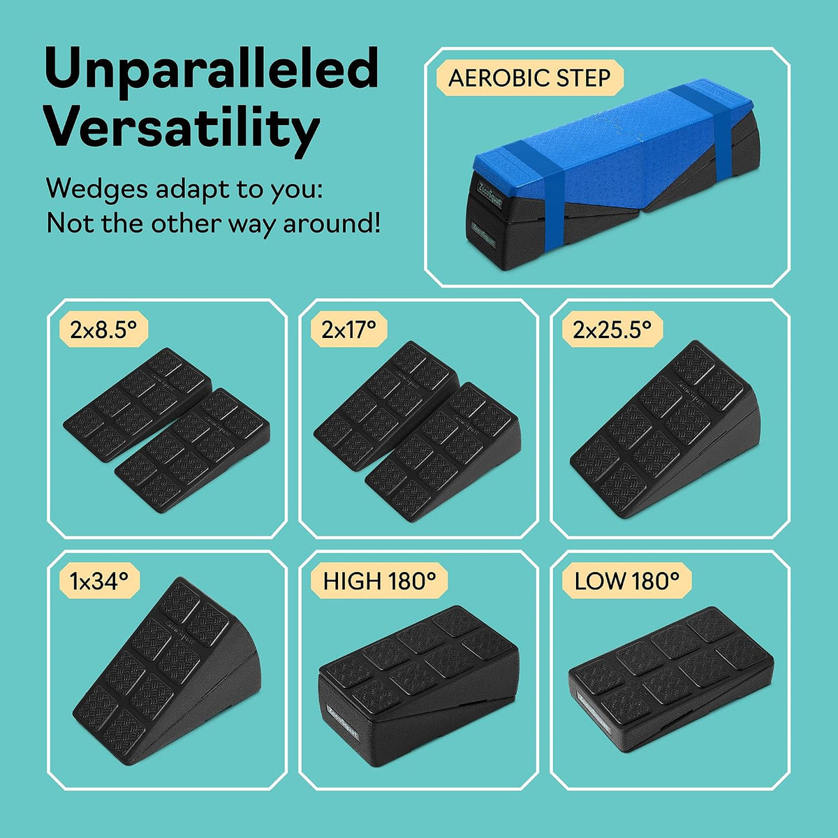 Squat Wedge Block Set of 3/5 - 960 LBS Capacity - Slant Board for Calf Stretching with 5 Stackable Angles - Calf Stretcher Slant Board - Workout Equipment - EPP Material for Exercise Equipment & Physical Therapy