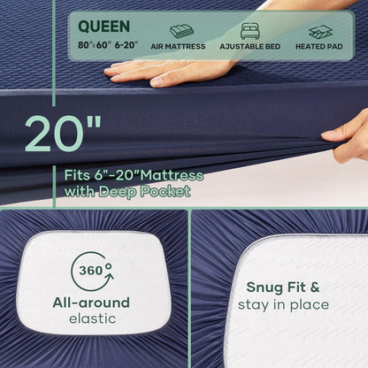 OhGeni 100% Waterproof Mattress Protector,Queen Size Premium Bamboo Mattress Pad,Pet Hair & Bedwetting Resistant,Cooling Breathable Fitted Sheets,Washable Bed Cover,Non-Slip Deep Pocket for Bedroom