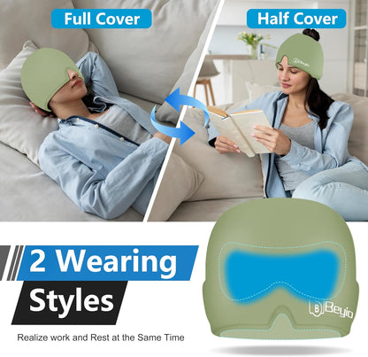 Migraine Relief Cap, All Around Gel Covered Reusable Headache Relief Cap, Black Migraine Cap for Headache Relief, Puffy Eyes
