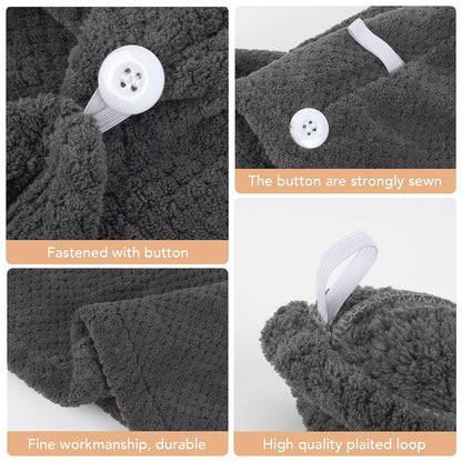 SINLAND Microfiber Hair Drying Cap Hair Towel Turban Twist for Women Fast Drying Towels Head Turban Absorbent Soft Lightweight 3 Pack Black