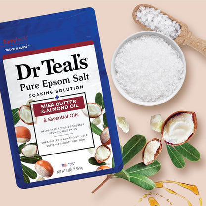 Dr Teal's Epsom Salt Magnesium Soak, Soften & Moisturize with Shea Butter & Almond Oil, 3 lbs