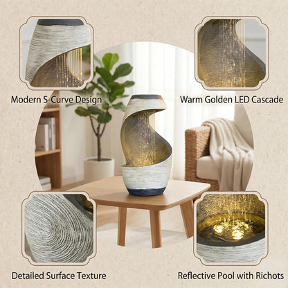Sunlinua Modern Indoor Tabletop Water Fountain for Office Decor