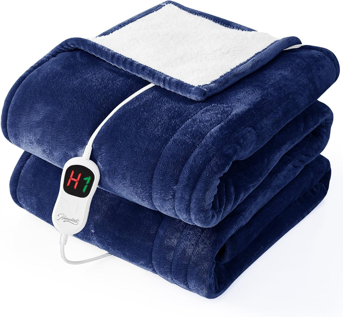 Homemate Electric Heated Blanket Twin - 62"x84" Heating Bed Blankets Throw with 10 Heating Levels 8 Hours Auto Off Fast Heating Over-Heated Protection Ultra Soft Warm Flannel ETL Certified Grey - Colors A