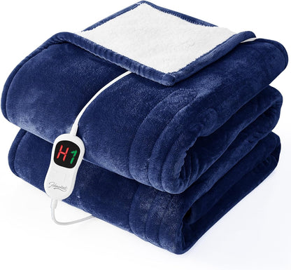 Homemate Electric Heated Blanket Twin - 62"x84" Heating Bed Blankets Throw with 10 Heating Levels 8 Hours Auto Off Fast Heating Over-Heated Protection Ultra Soft Warm Flannel ETL Certified Grey - Colors A