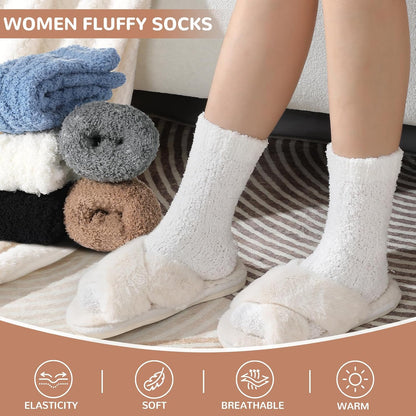 Premillow Womens Fuzzy Socks Fluffy Socks Women Winter Cozy Sock Warm Slipper Home Sleeping Sock for Women