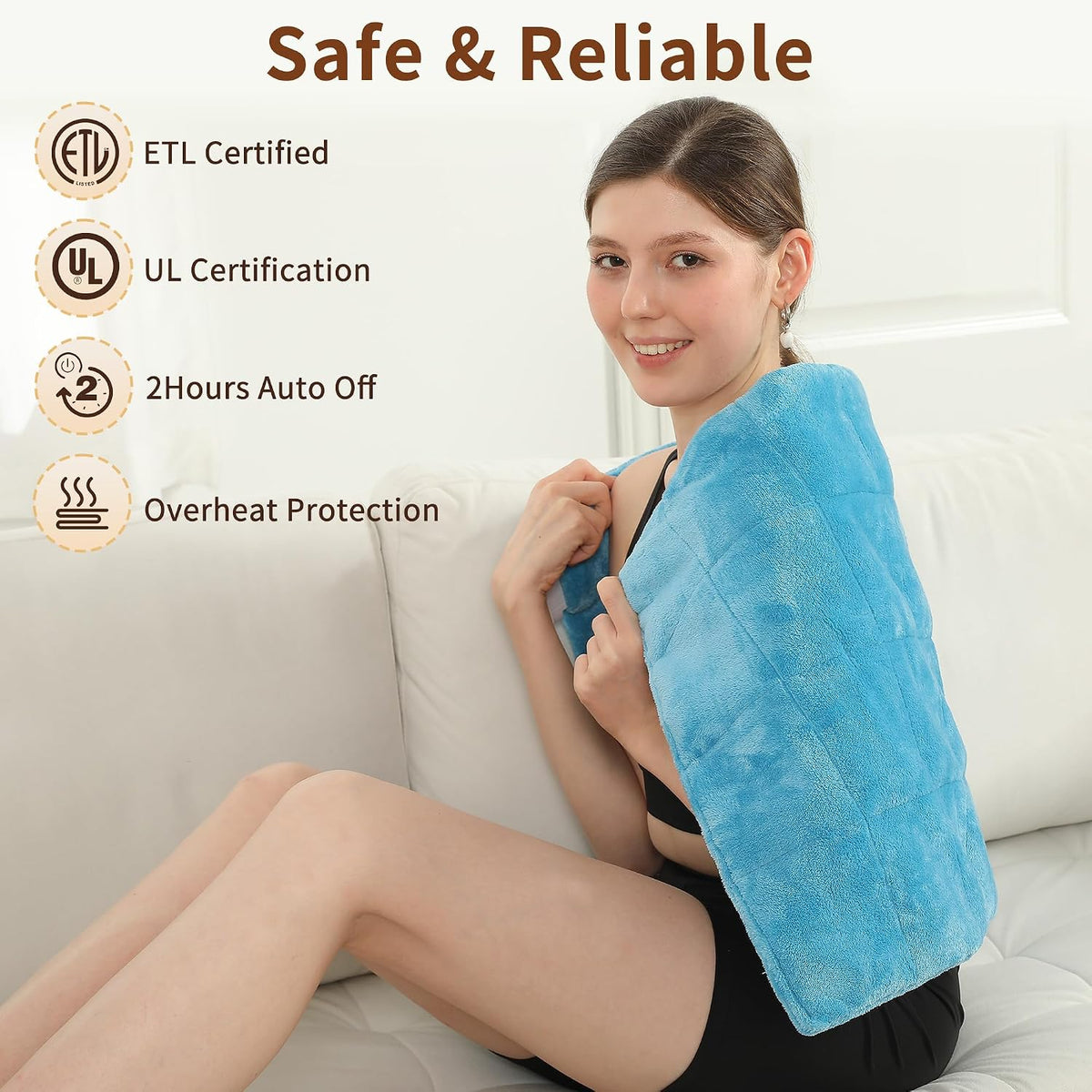 Electric Heating Pad HSA Eligible, Heated Pad for Back Neck Shoulder Pain Relif, Heating Pad for Period Cramps with 2H Auto Shut Off and 4 Heating Levels, 12"x24" Dark Grey