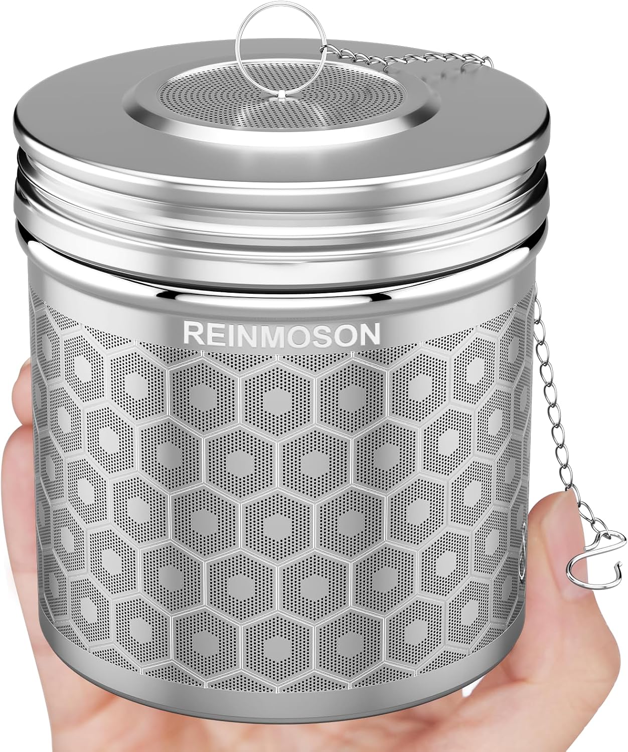 Reinmoson Large Tea Infuser for Loose Tea & Spice Infuser for Cooking, Extra Fine Mesh Tea Strainers, 304 Stainless Steel Loose Leaf Tea Steeper for Black Tea, Rooibos, etc
