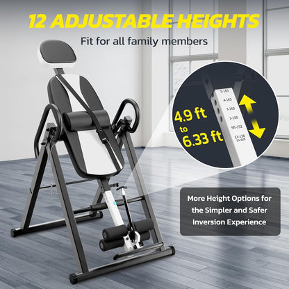YOLEO Gravity Inversion Table for Back Pain Relief 2026 New Inversion Table w/Lumbar Support Easy to Assemble Back Stretcher Machine 300 lbs